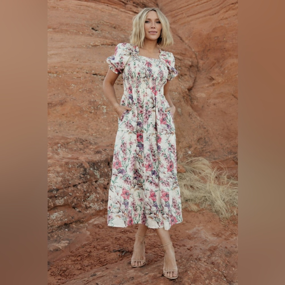 Baltic Born Floral Maxi Dress - Pink and White